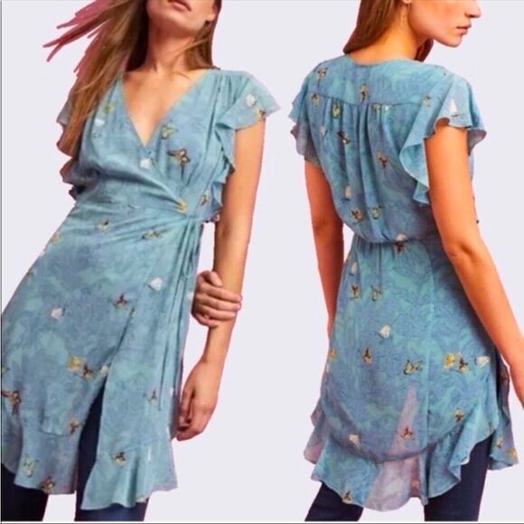 Feather Bone X Anthropologie Butterfly Wrap Dress - Picture 1 of 5